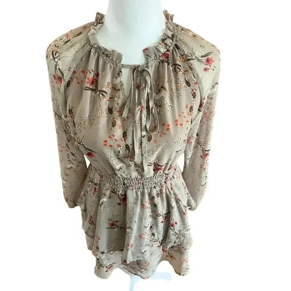 ALLEGRA K ruffled floral layered tiered chiffon smocked waist dress size xs - Picture 8 of 12
